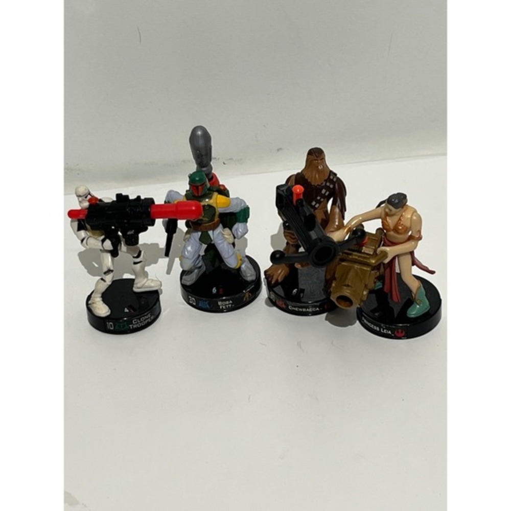 Star Wars Attacktix Battle Figure Lot 2005 Hasbro Boba Fett Leia Chewbacca Clone